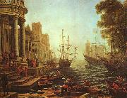 Claude Lorrain Seaport : The Embarkation of St.Ursula oil painting picture wholesale